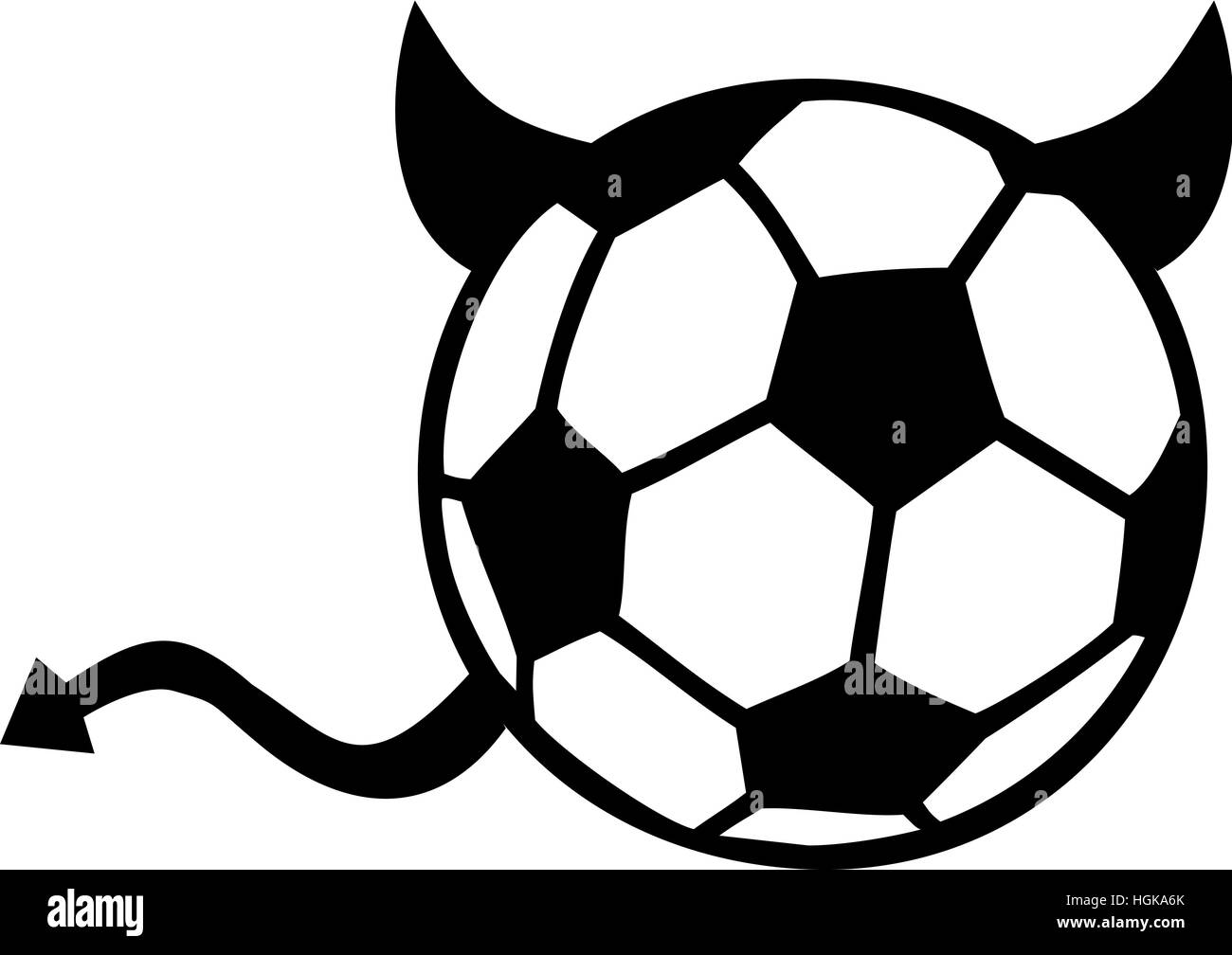 Soccer ball with devil horns and tail Stock Photo