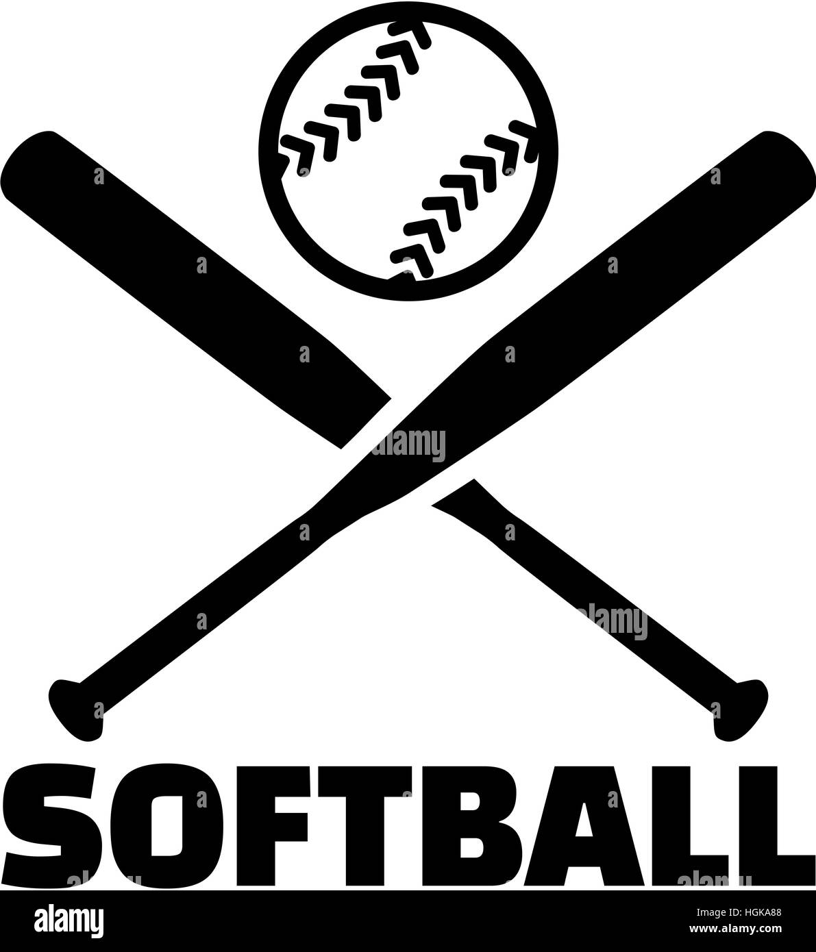 Softball with crossed bats and ball Stock Photo Alamy