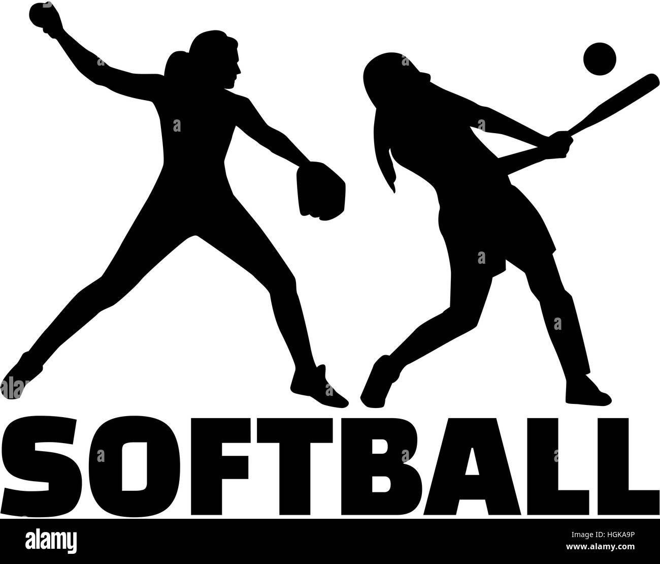 Softball silhouette set Stock Photo Alamy