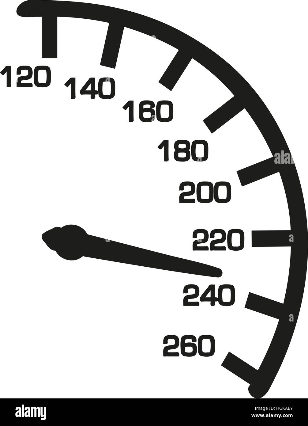 Speedometer with numbers from 120 to 260 Stock Photo Alamy