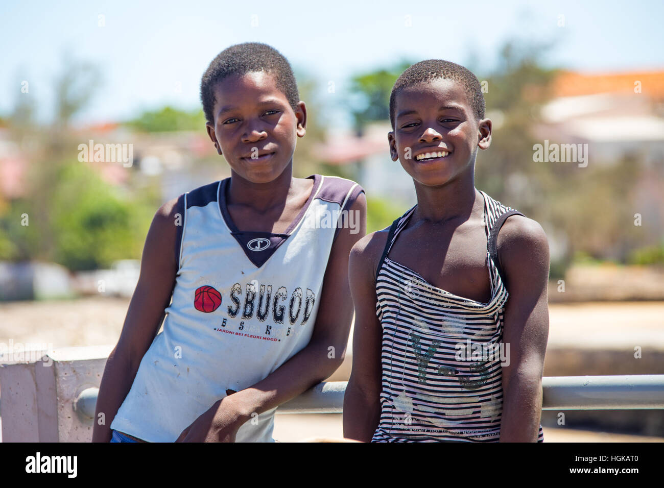 Boys on Mozambique Island (Ilha de Mocambique), Mozambique Stock Photo