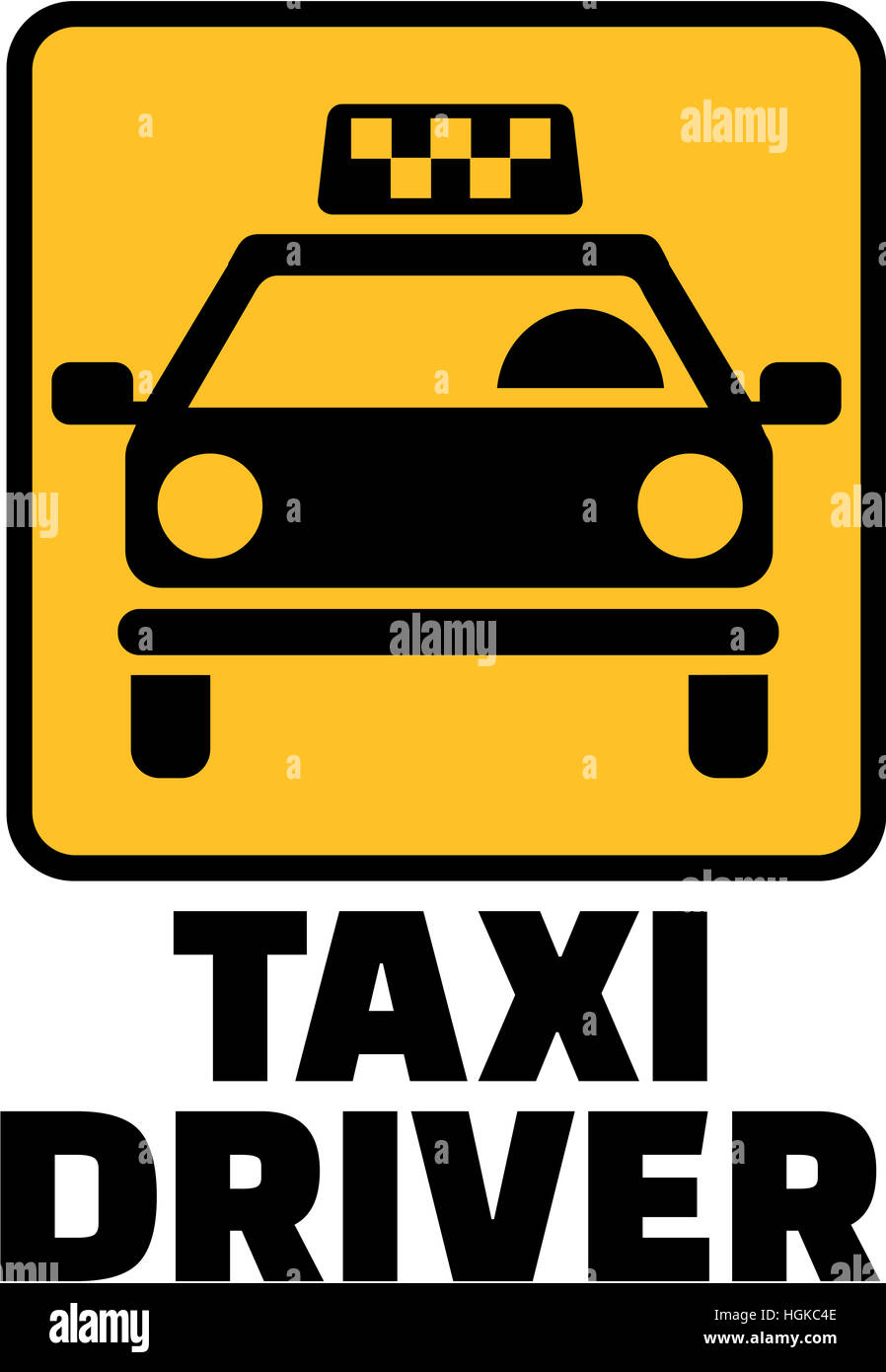 Taxi driver with yellow cab icon Stock Photo