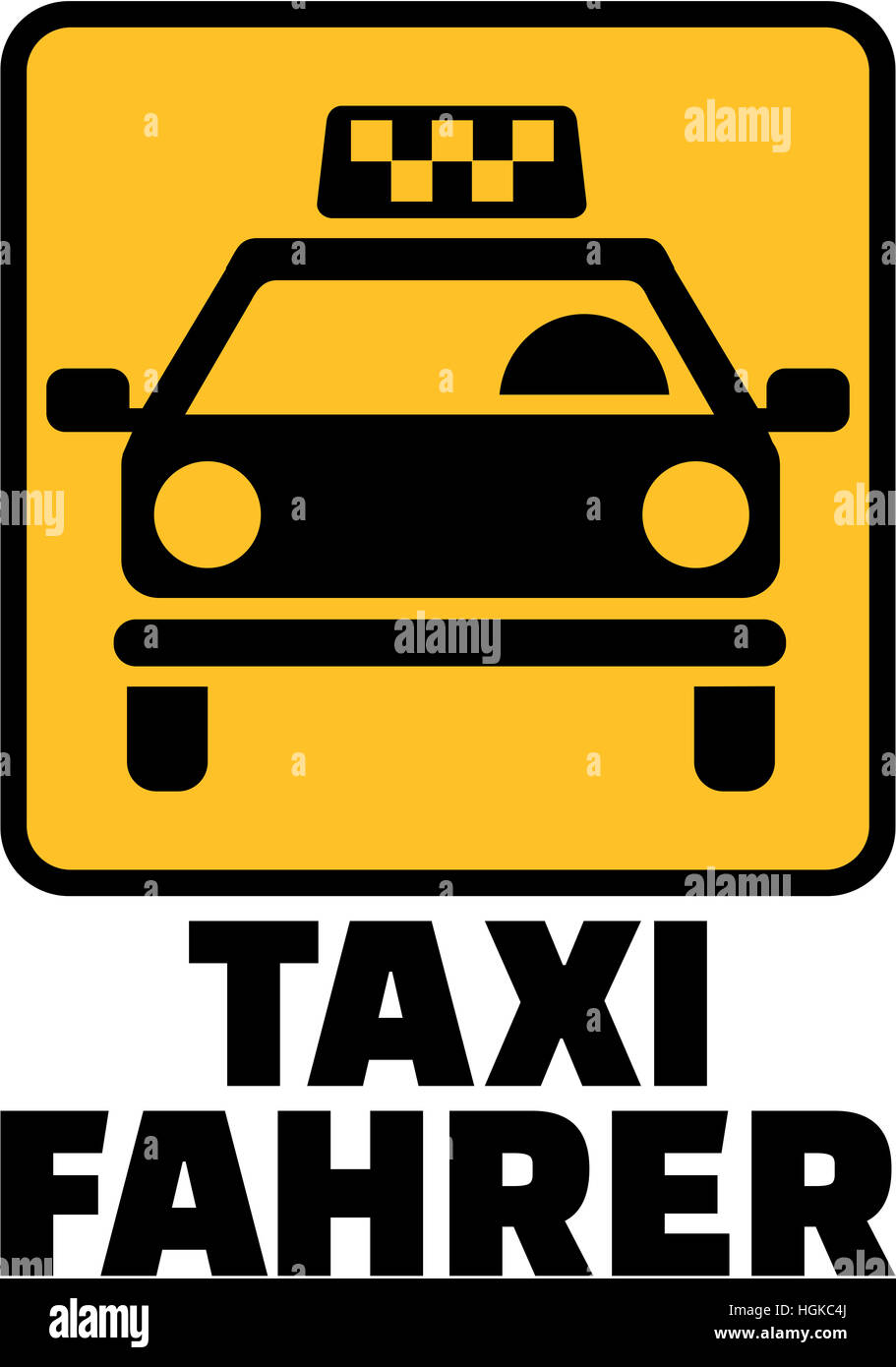 Yellow cab icon with german taxi driver job title Stock Photo