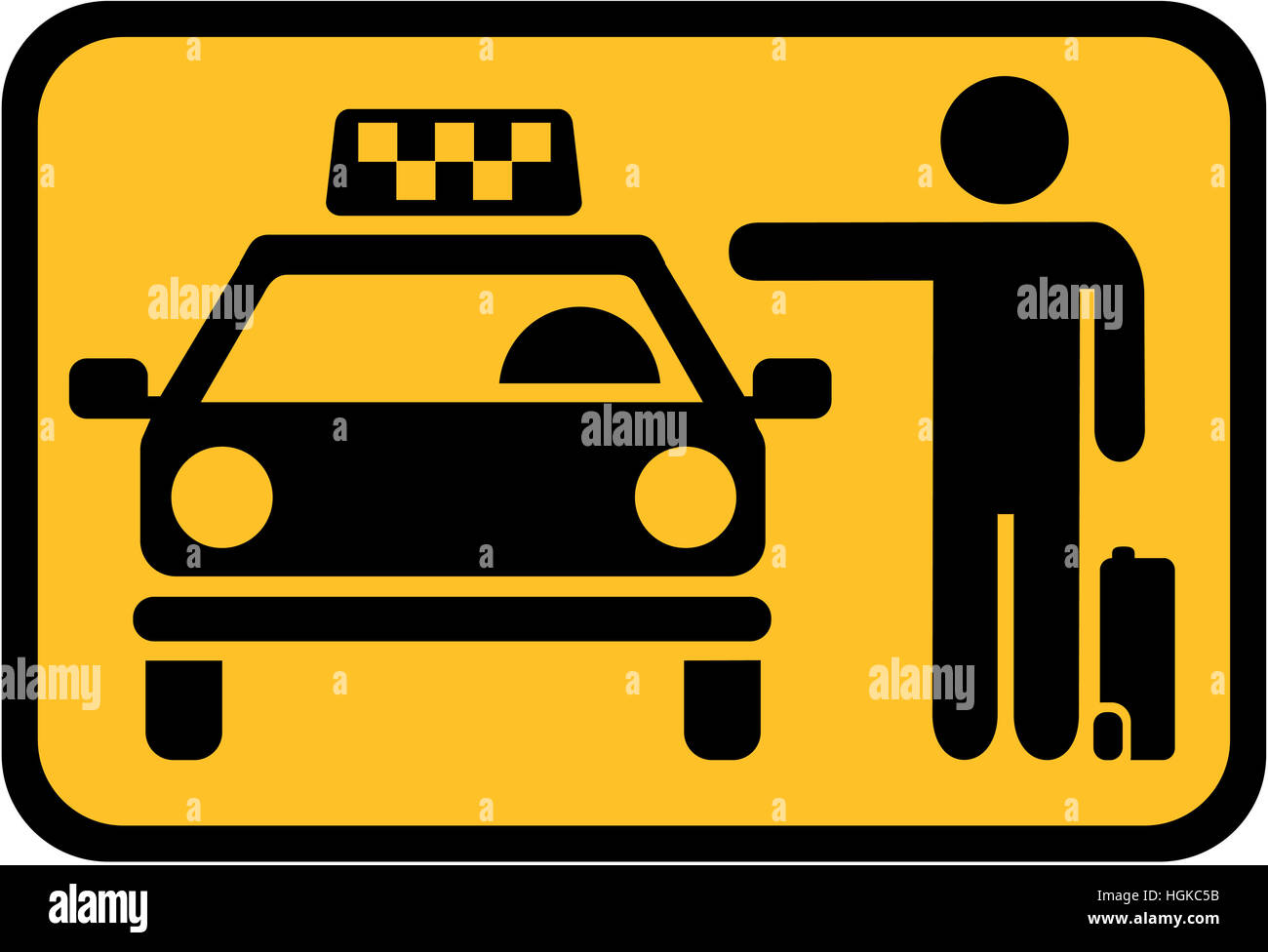 Catching a taxi - Yellow cab icon Stock Photo