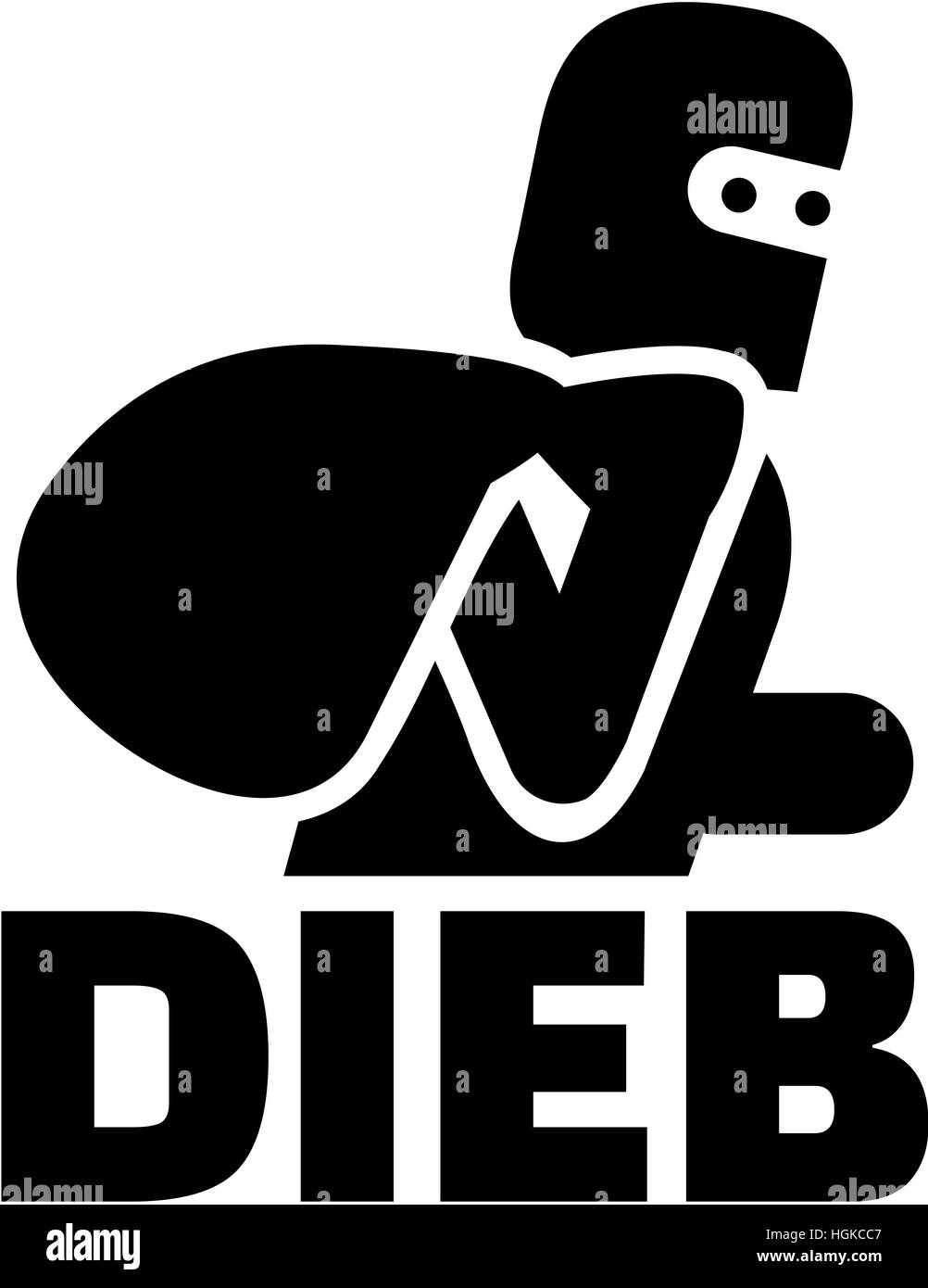 Thief icon with german word Stock Photo