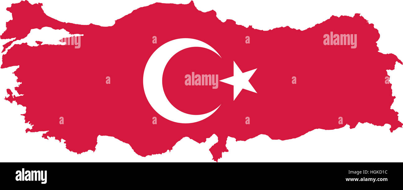 Turkey map with flag Stock Photo