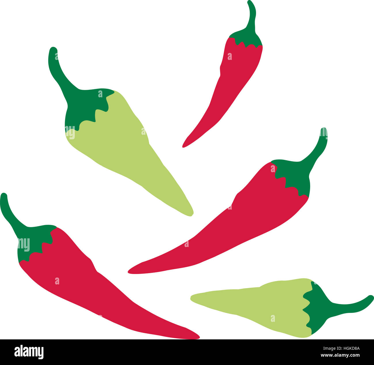 Red and green chilli peppers Stock Photo