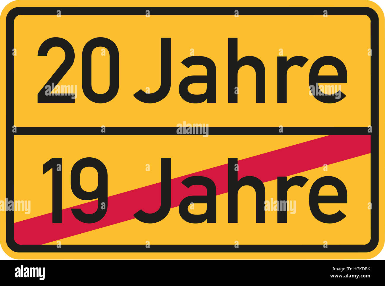 20th birthday - roadsign german Stock Photo