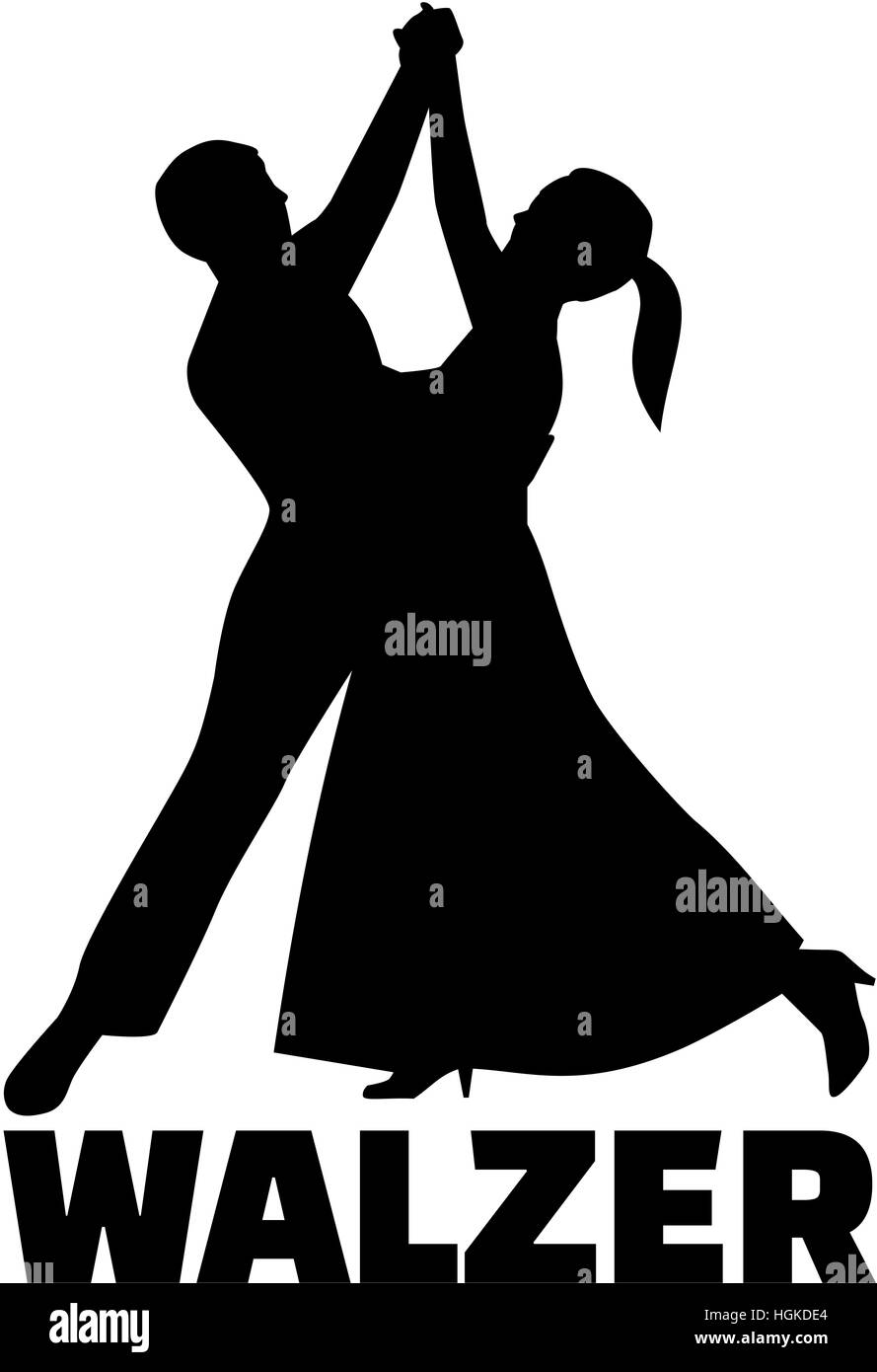 Couple Silhouette Dancing Waltz German Stock Photo