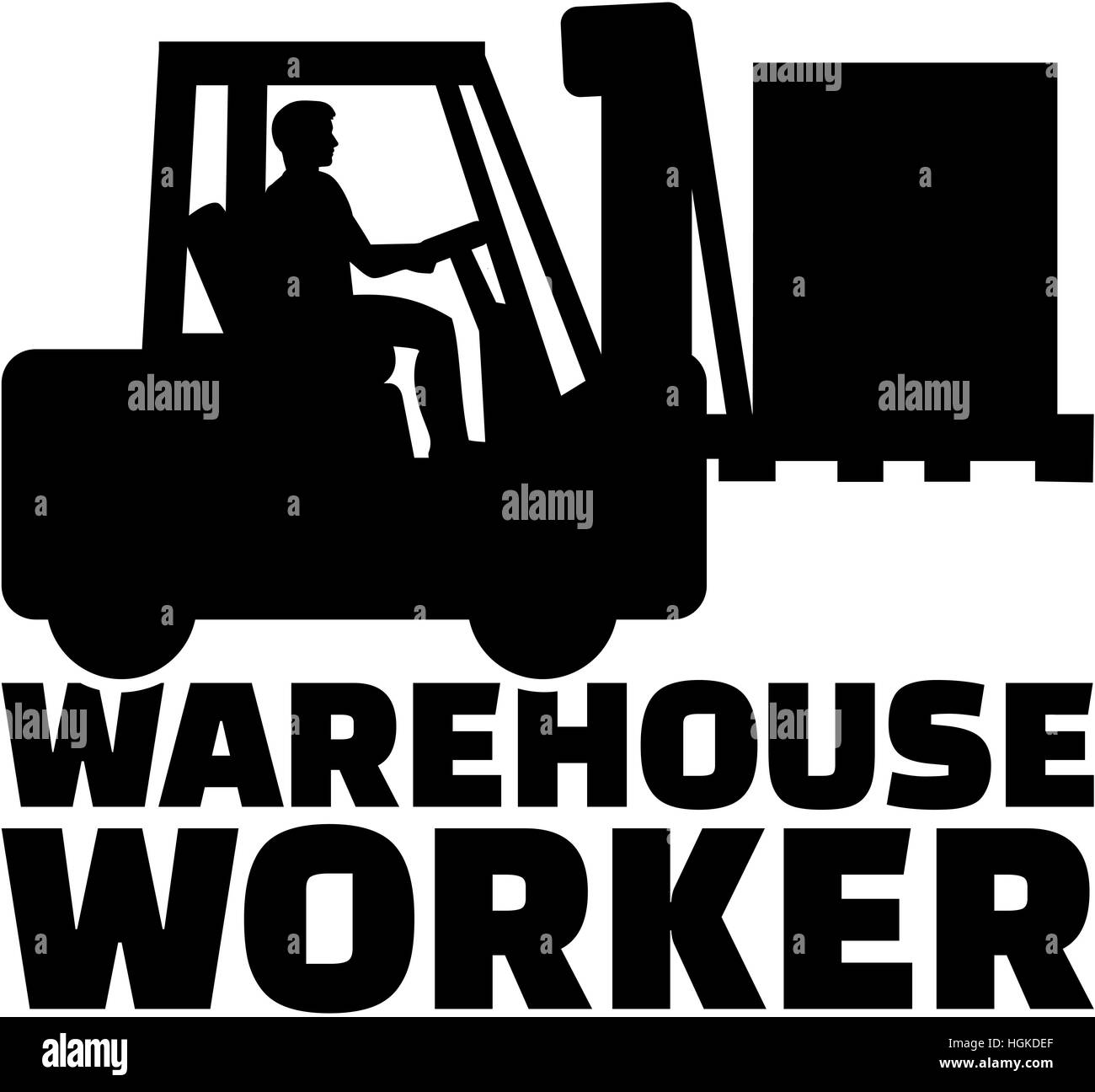 Warehouse worker job title with forklift Stock Photo Alamy