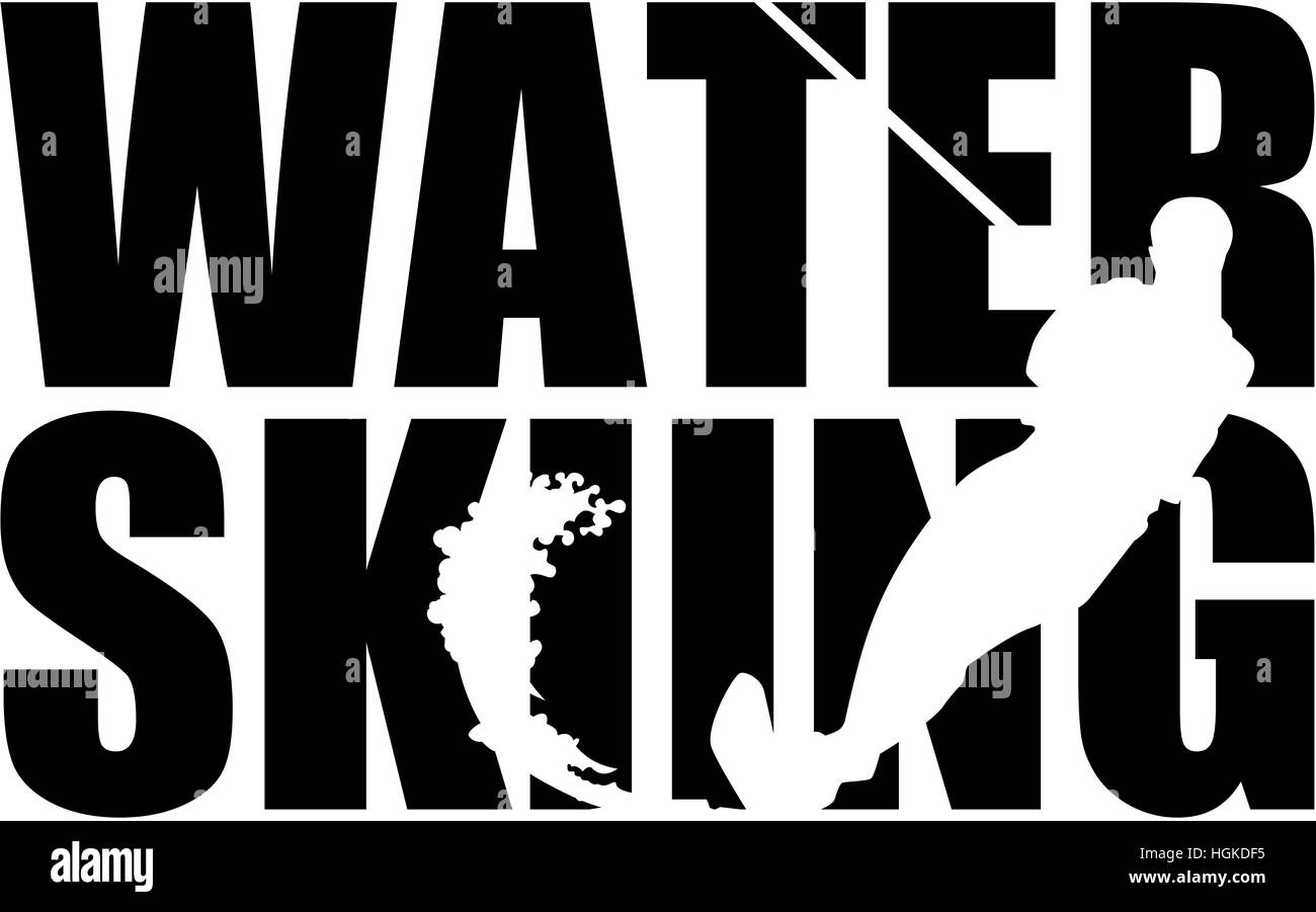 Water skiing word with silhouette cutout Stock Photo Alamy