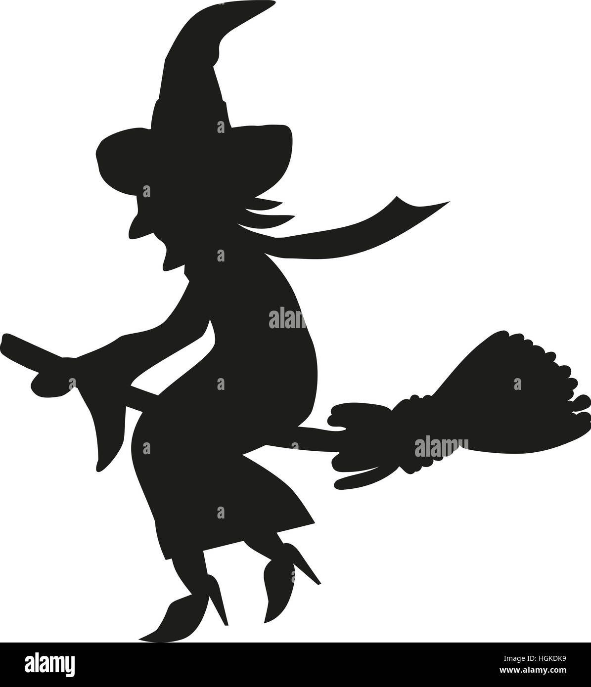 Flying witch on a broom Stock Photo Alamy