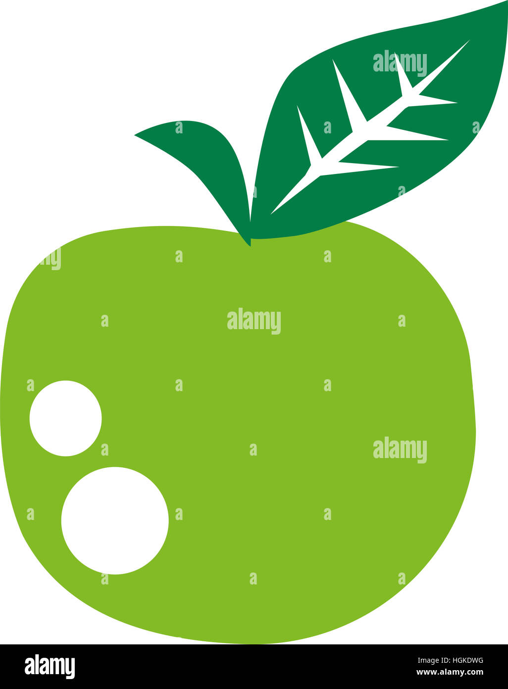 Green Apple with vitamins Stock Photo