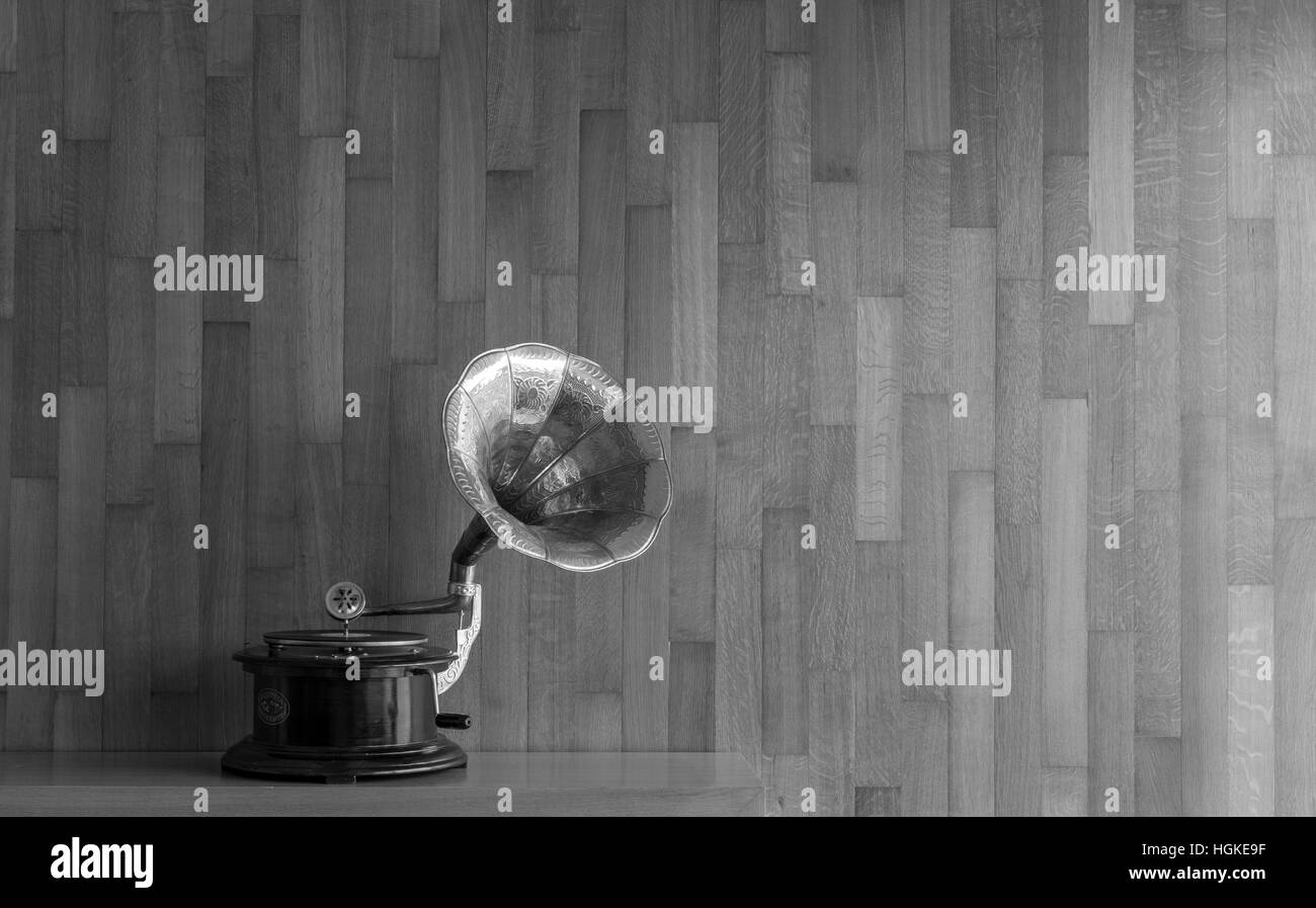 Gramophone black and white Stock Photo
