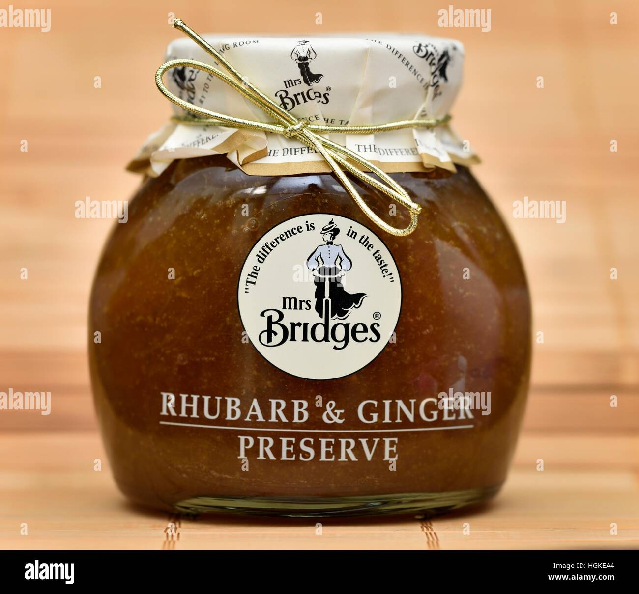 A jar of Mrs Bridges Rhubarb & Ginger Preserve Stock Photo Alamy