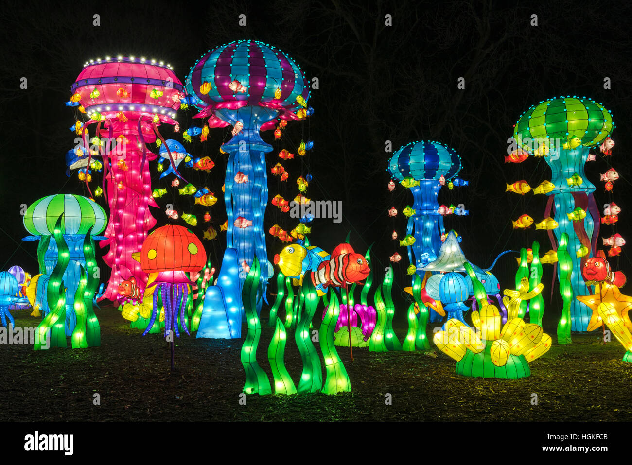 Magical Lantern Festival, Yorkshire, Roundhay Park, Leeds, UK Stock