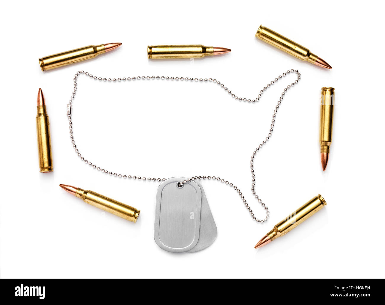 Isolated Dog Tag with bullets Stock Photo