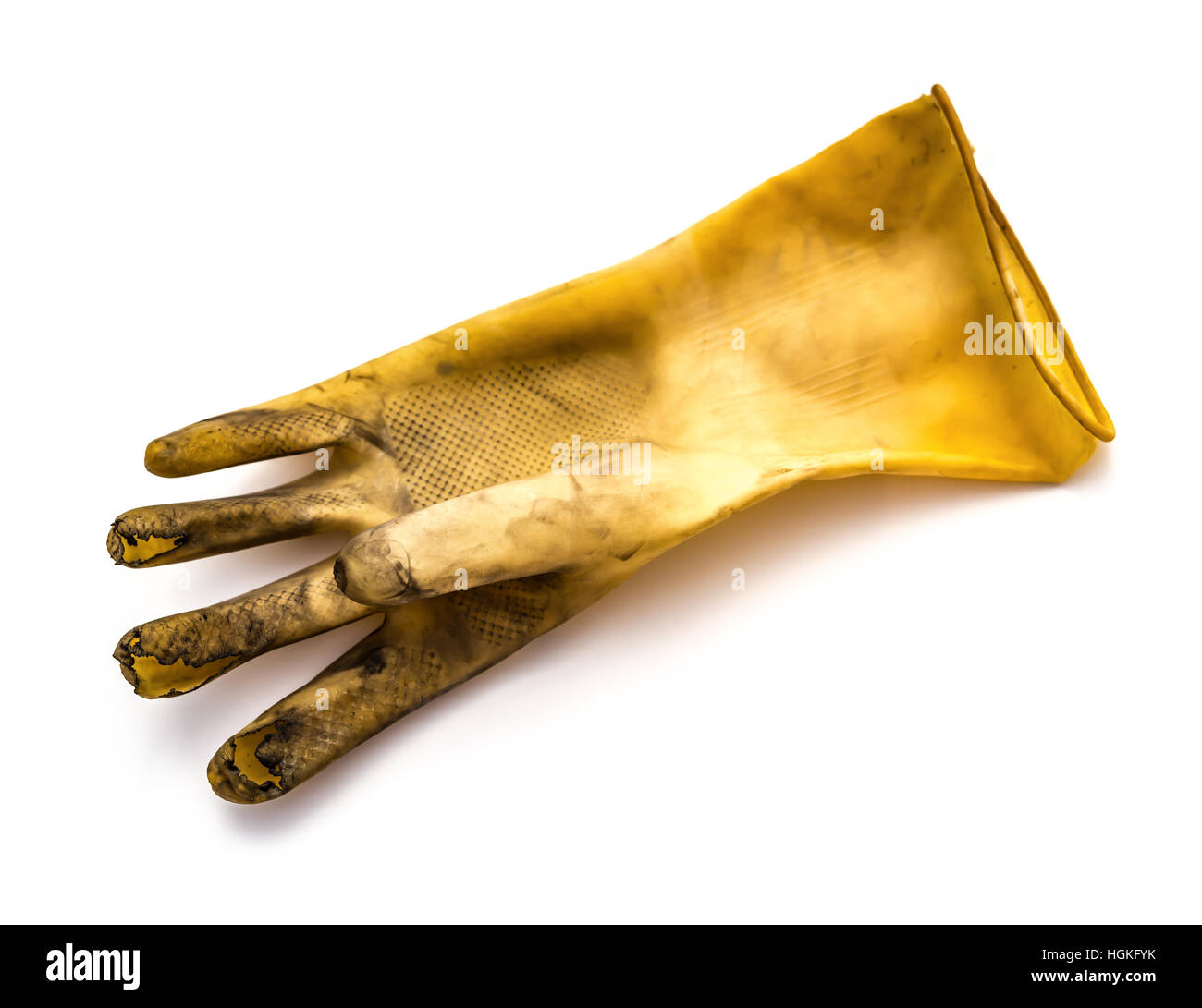 old dirty and broken pvc glove on a white background Stock Photo Alamy