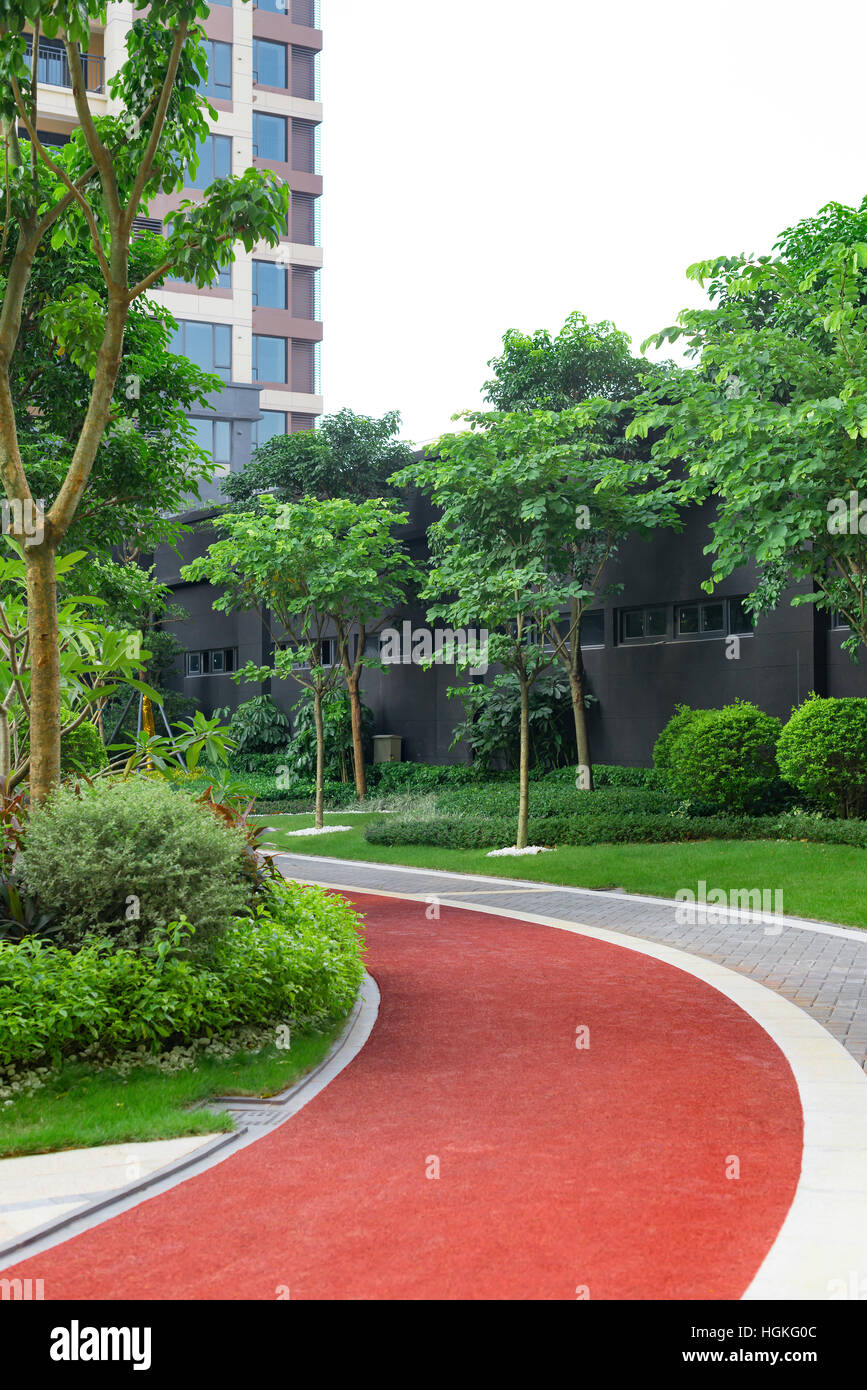 curved rubber outdoor pathway in a garden Stock Photo Alamy
