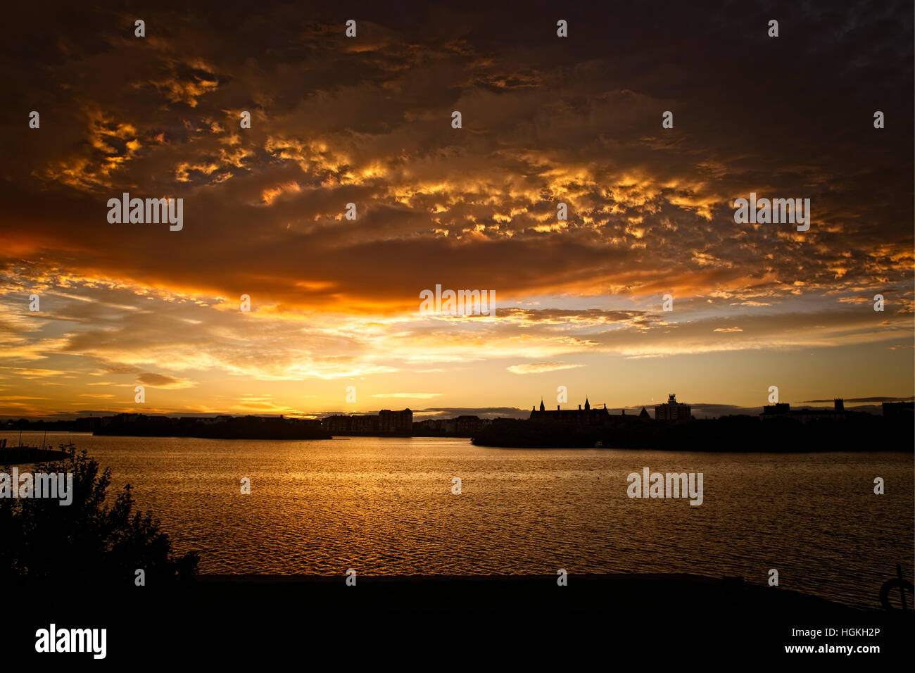 Marine Lake, Southport at dawn, Merseyside, Lancashire, England, UK. Stock Photo