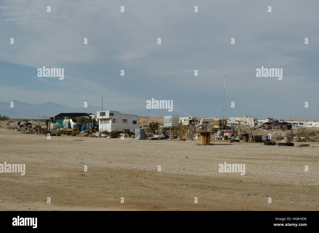 Camps at Slab City, Niland CA Stock Photo