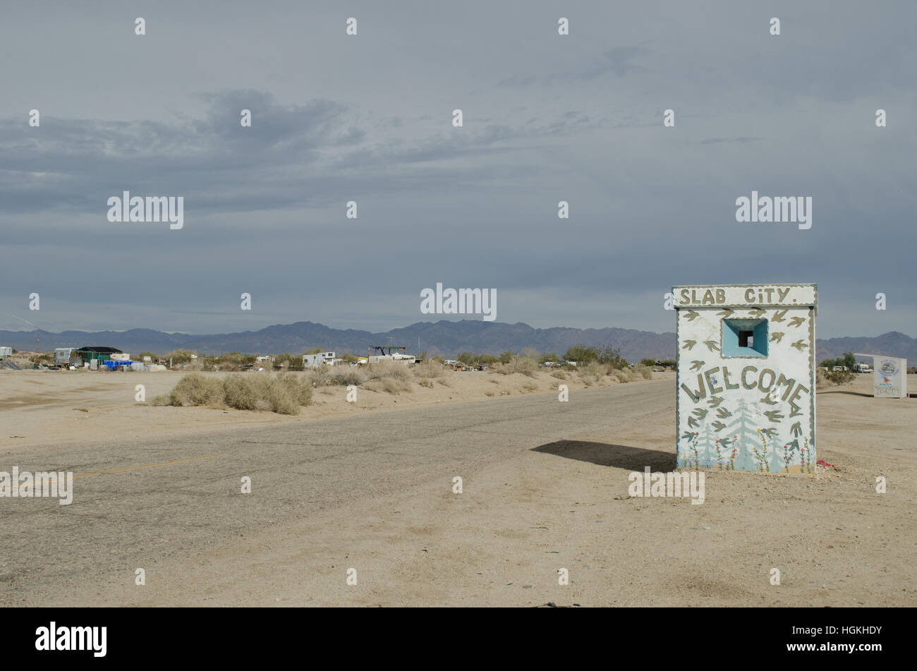 entrance to Slab City near Niland CA Stock Photo Alamy