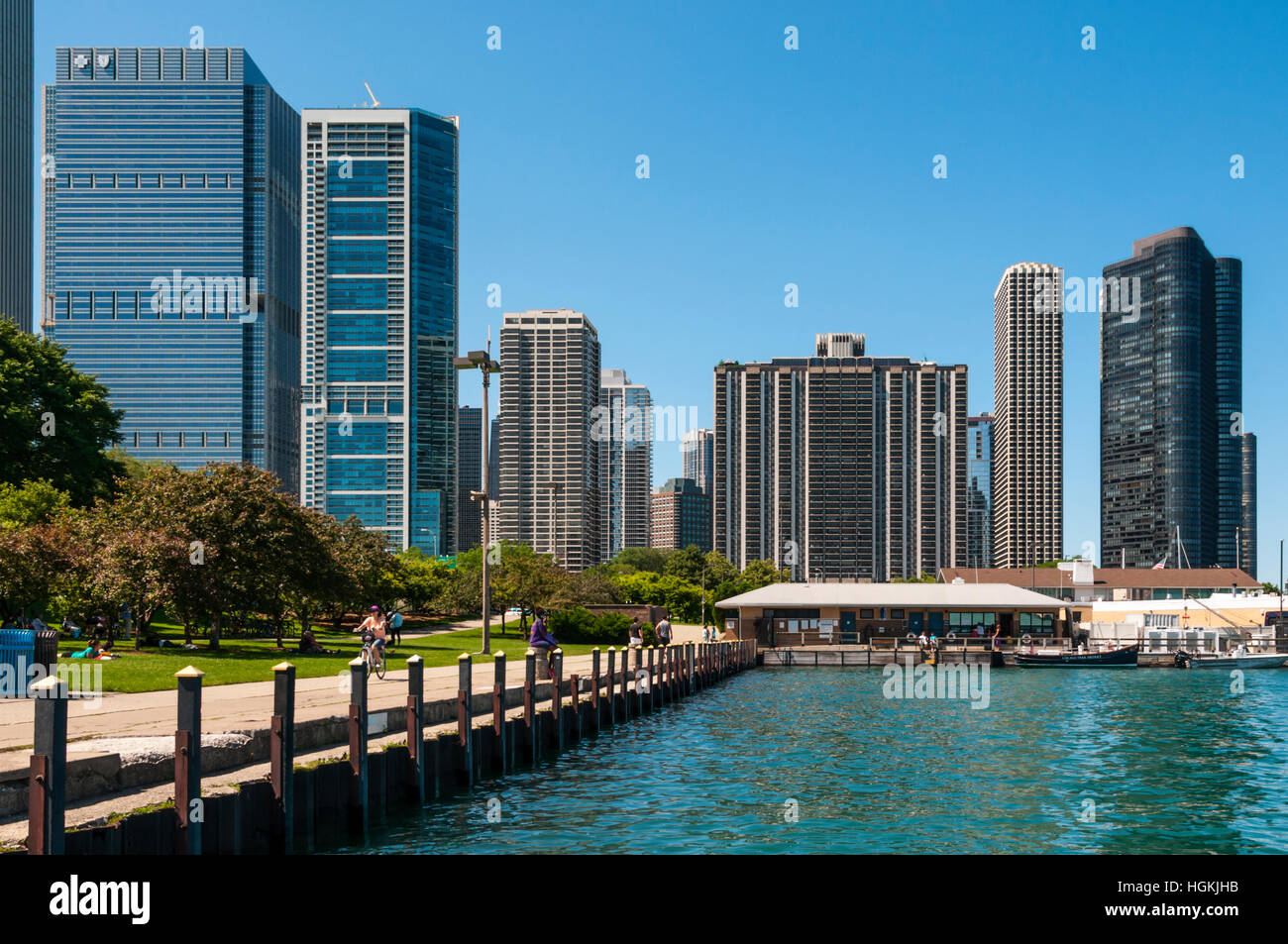 Condominiums on Lake Shore Drive overlooking Lake Michigan, Chicago. Stock Photo