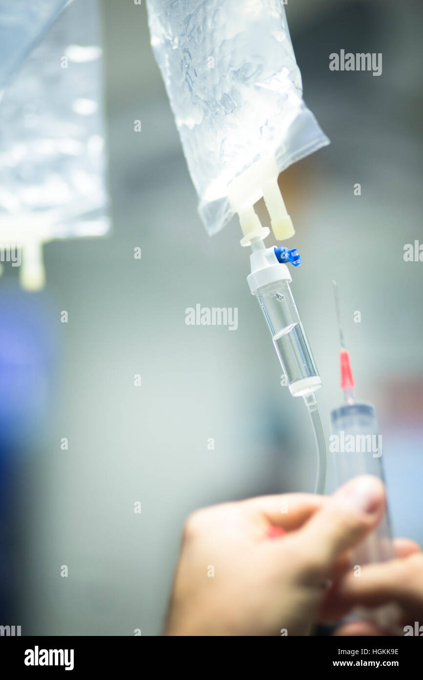 Hospital surgery medical drip in emergency room operating theater ward