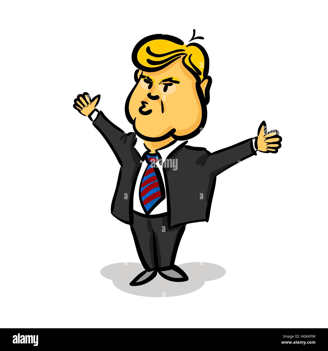 January 10, 2017 Donald Trump thumb up Stock Vector