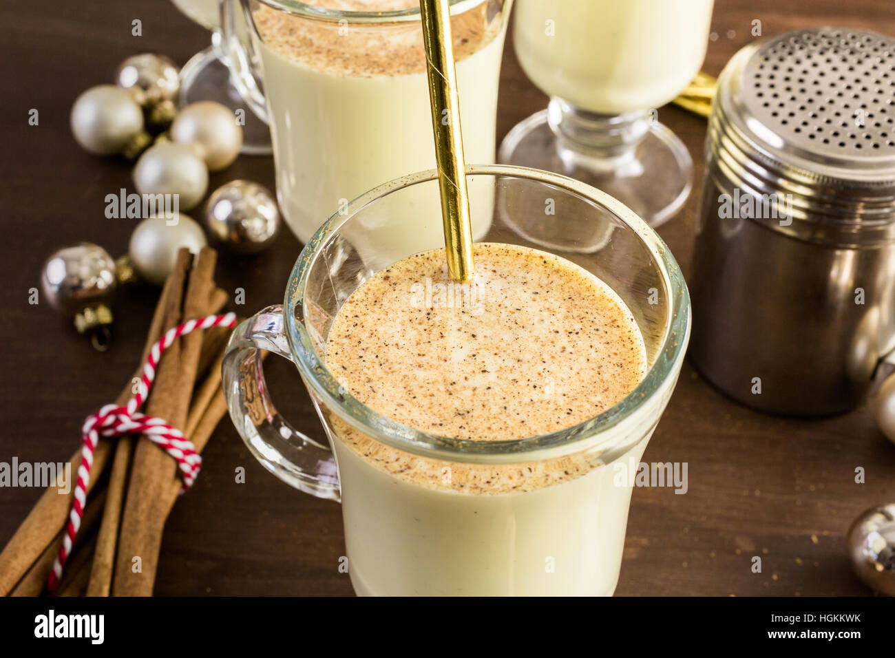 Traditional holiday drink egg nog garnished with nutmeg Stock Photo Alamy