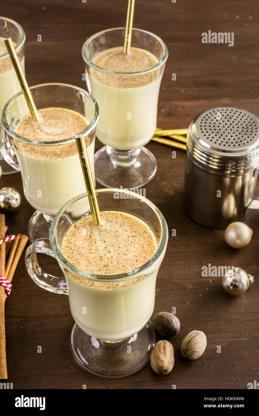Traditional holiday drink egg nog garnished with nutmeg Stock Photo Alamy
