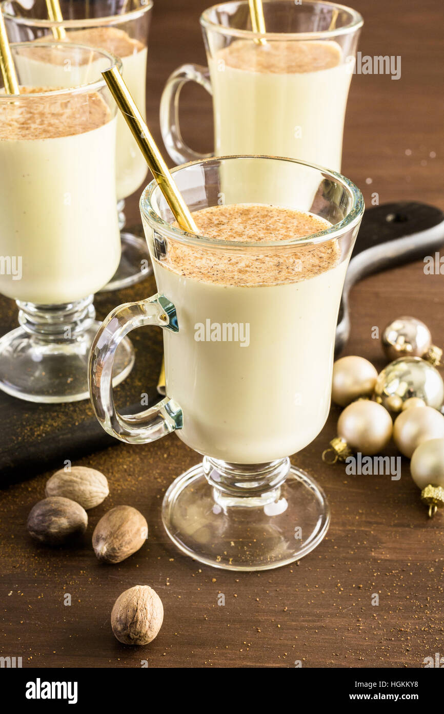 Traditional holiday drink egg nog garnished with nutmeg Stock Photo Alamy