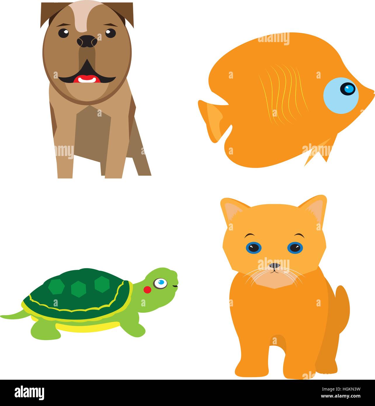 Set of different cute animals, Vector illustration Stock Vector Image ...