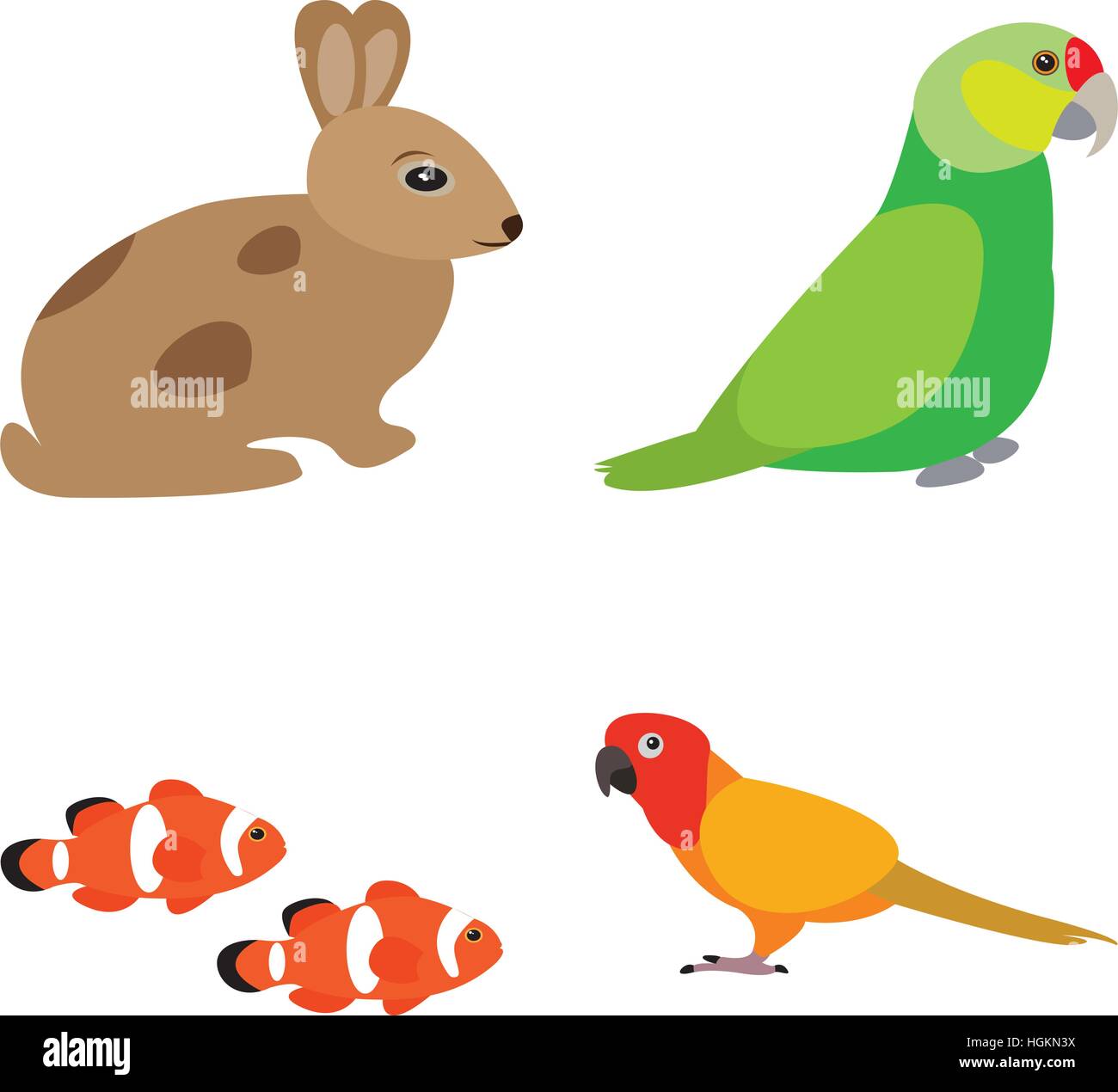 Set of different cute animals, Vector illustration Stock Vector Image ...