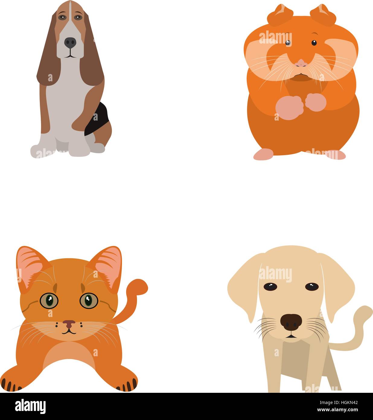 Set of different cute animals, Vector illustration Stock Vector Image ...