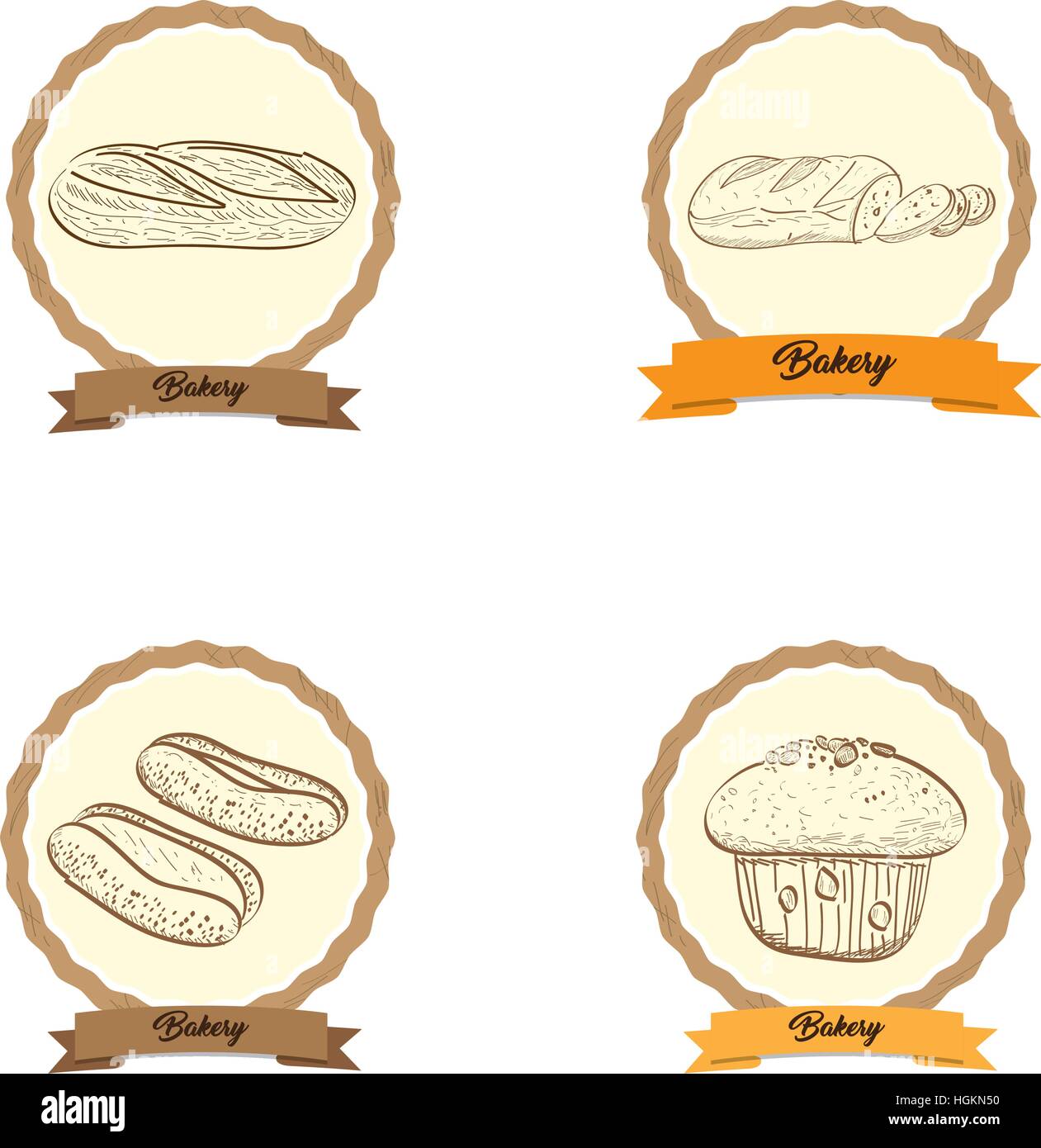 Set of vintage bakery labels, Vector illustration Stock Vector Image ...