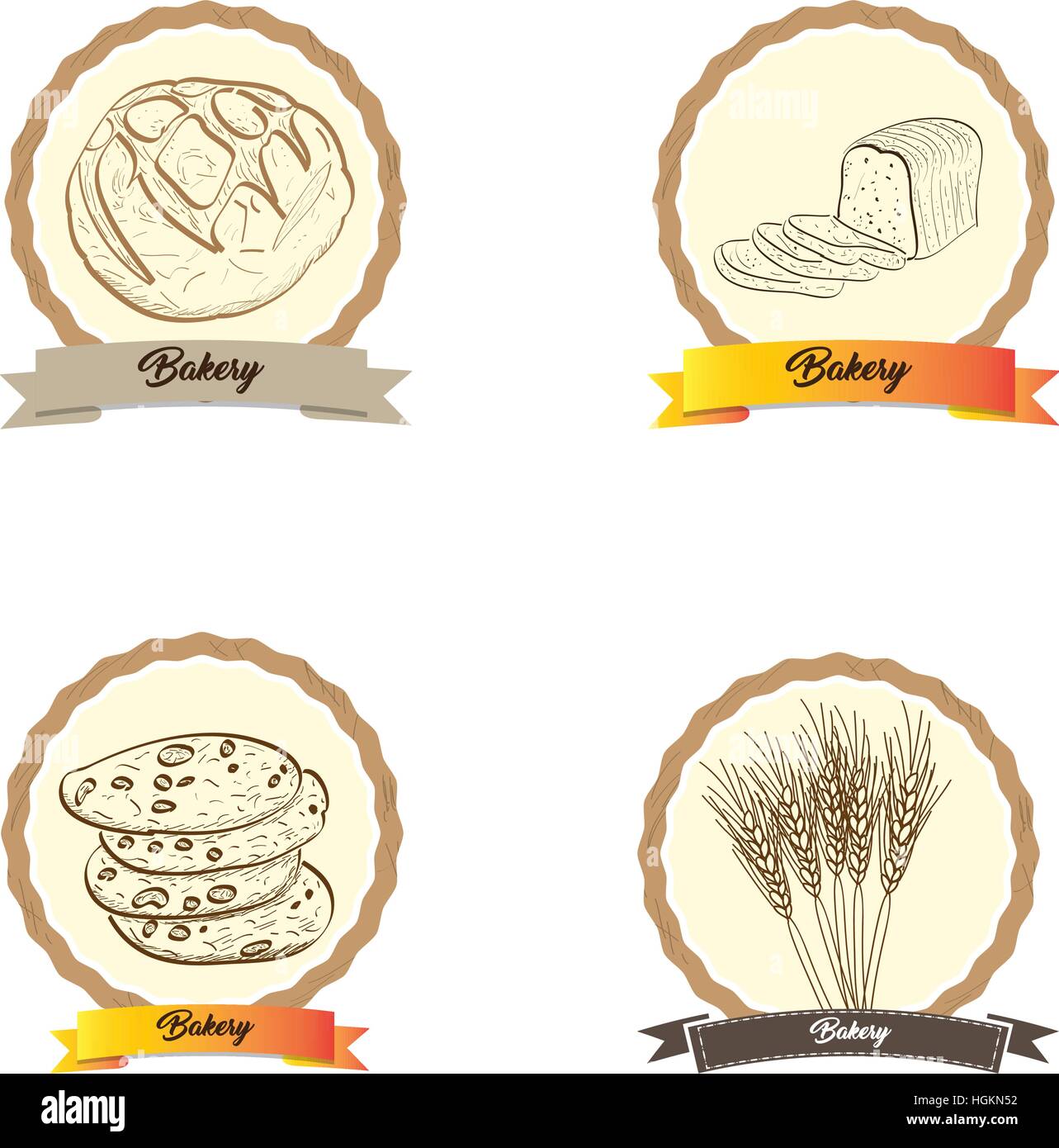 Set of vintage bakery labels, Vector illustration Stock Vector Image ...