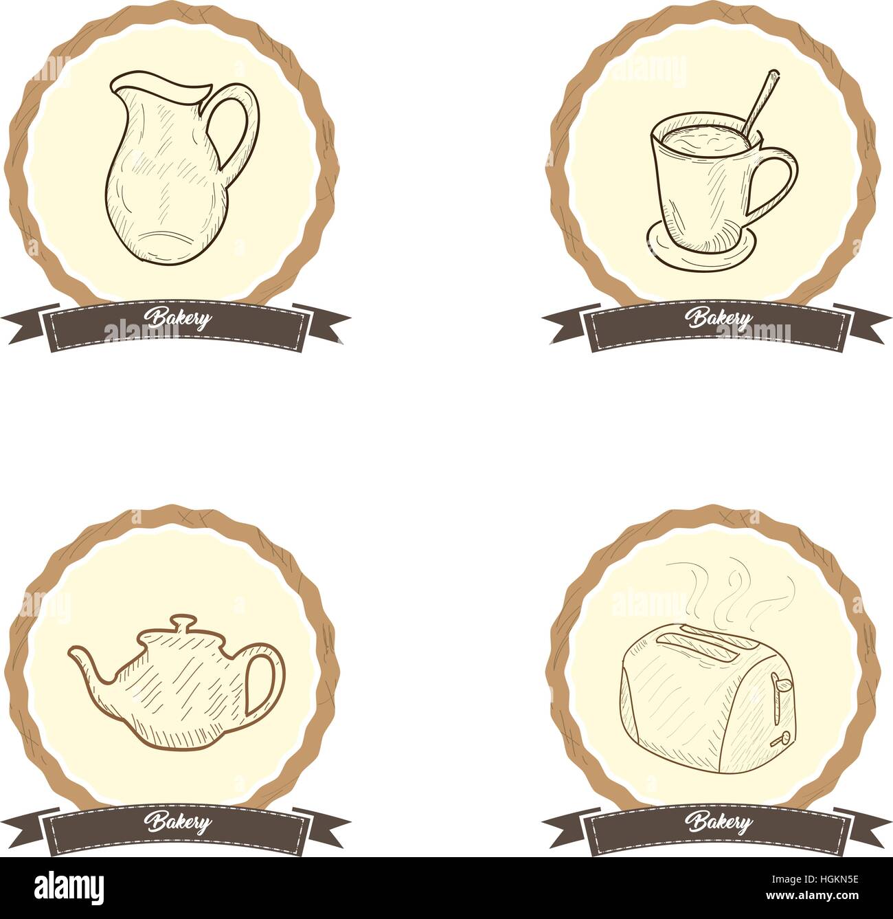 Set of vintage bakery labels, Vector illustration Stock Vector Image ...