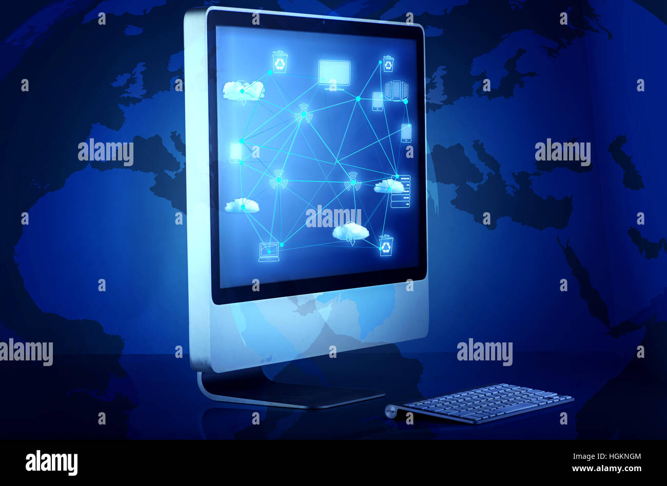 Computer screen in cloud computing concept Stock Photo - Alamy