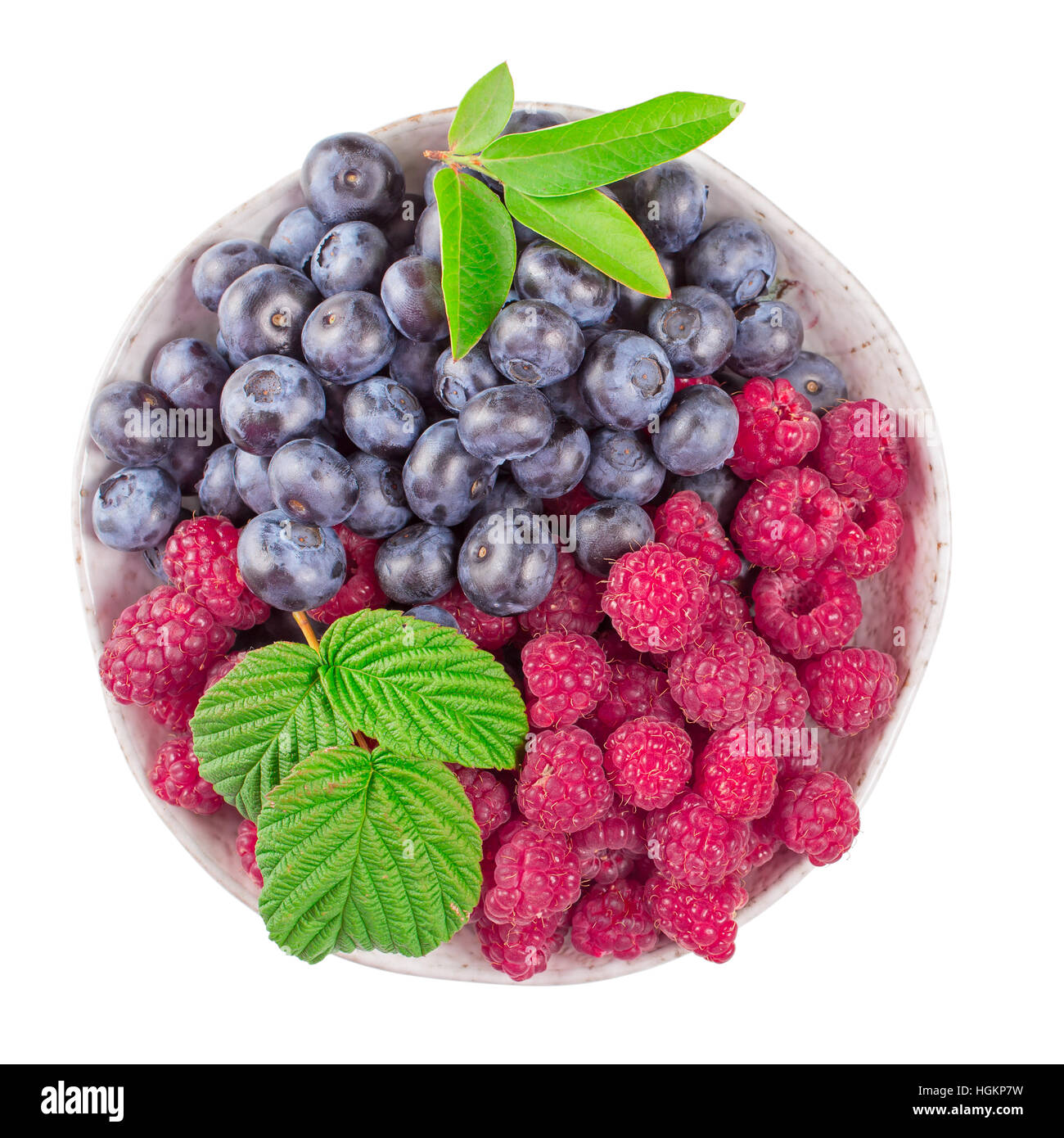 Raspberry and blueberry isolated Stock Photo
