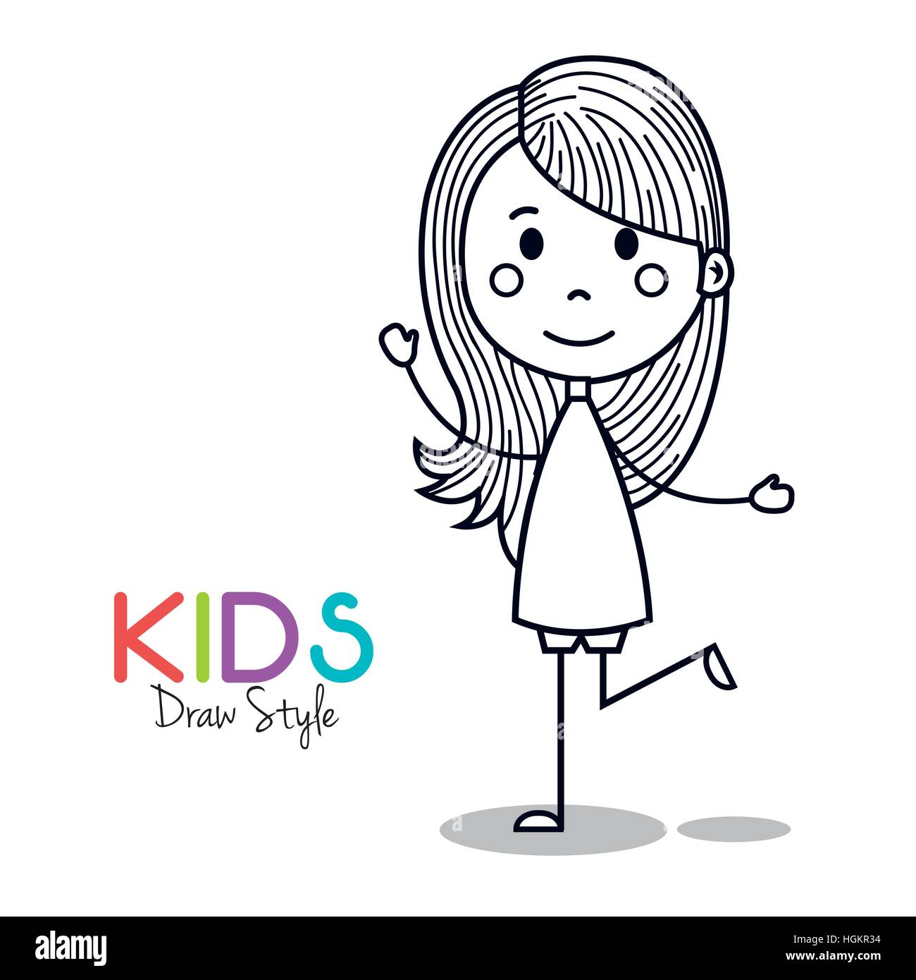cute little girl drawing vector illustration design Stock Vector Image