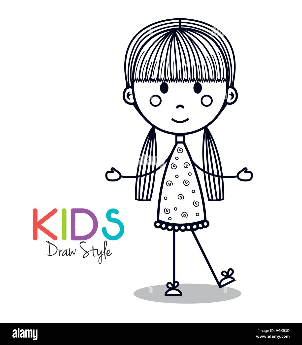 cute little girl drawing vector illustration design Stock Vector Image