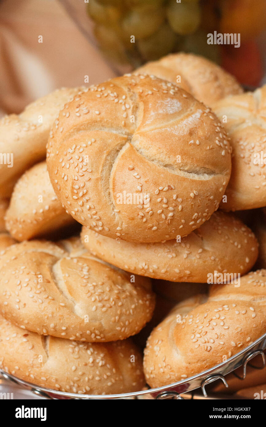 Bread buns shot with artificial light Stock Photo
