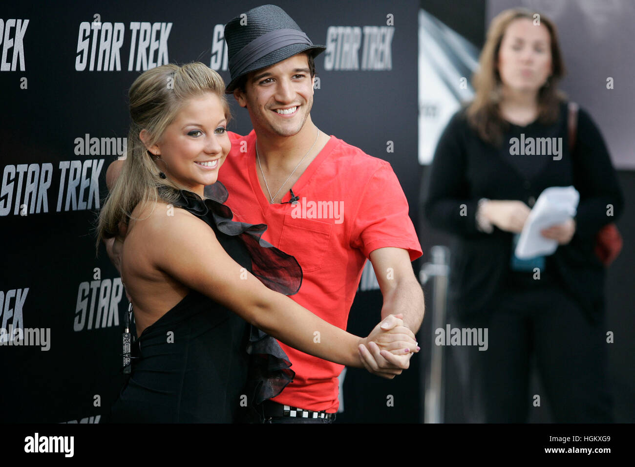 Shawn Johnson and Mark Ballas arrives at the premiere for the film