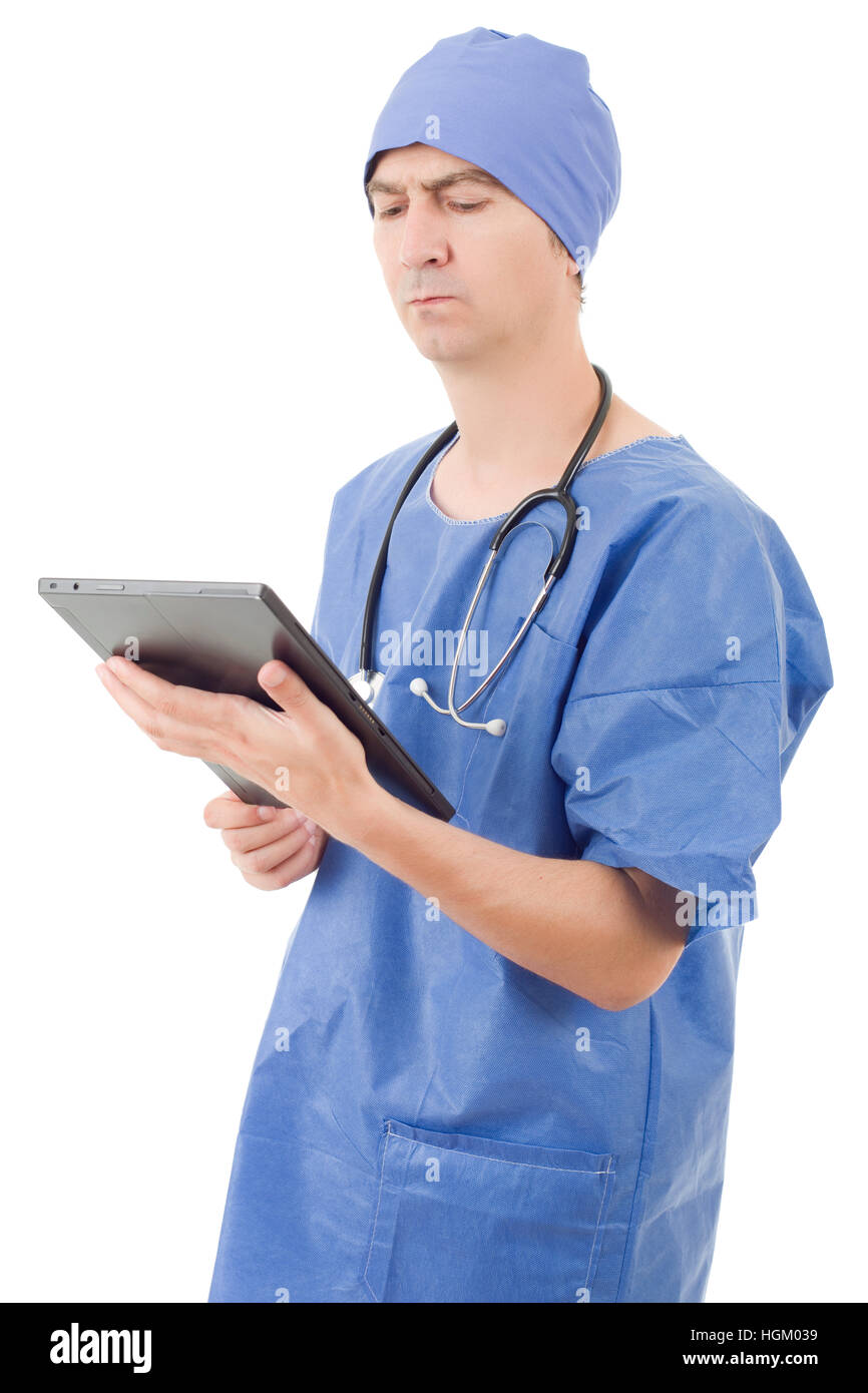 Doctor analyzing health tablet hi-res stock photography and images - Alamy