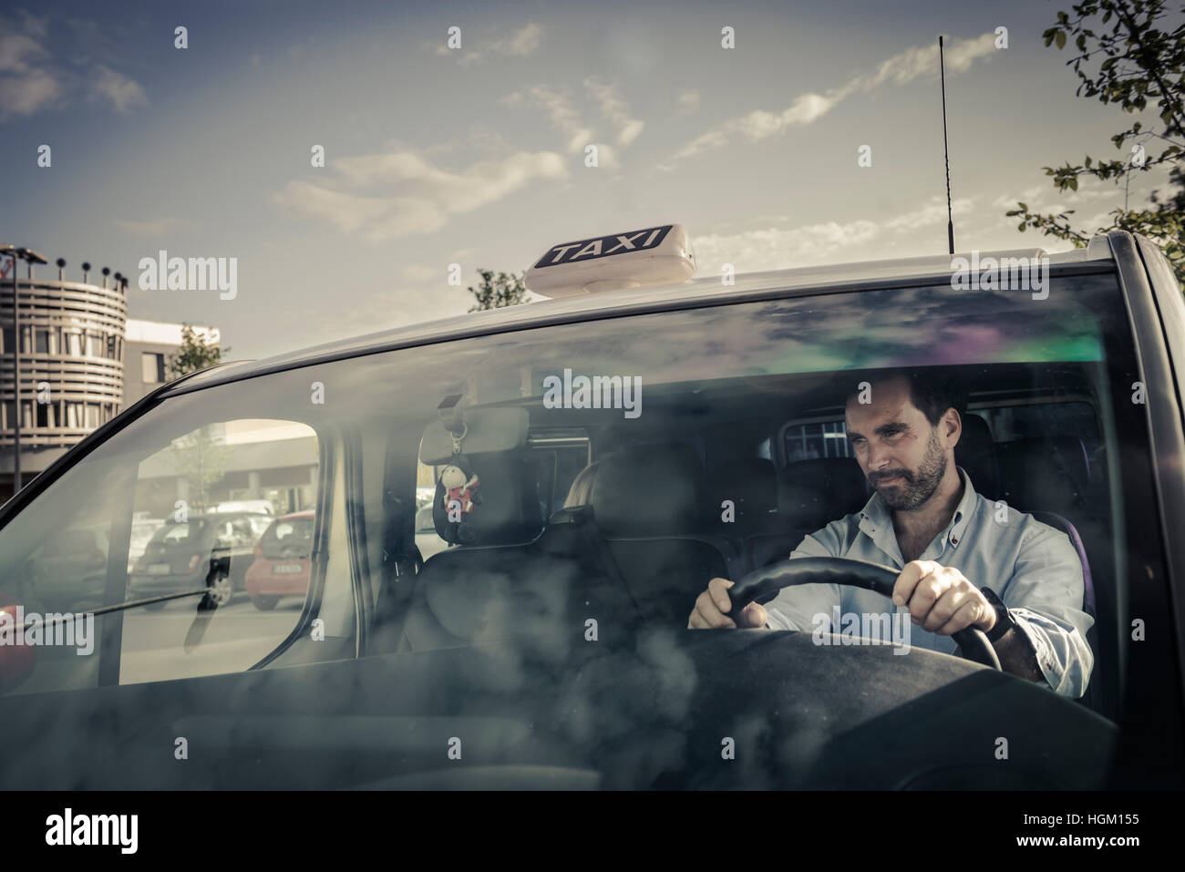 Portrait of a taxi driver Stock Photo