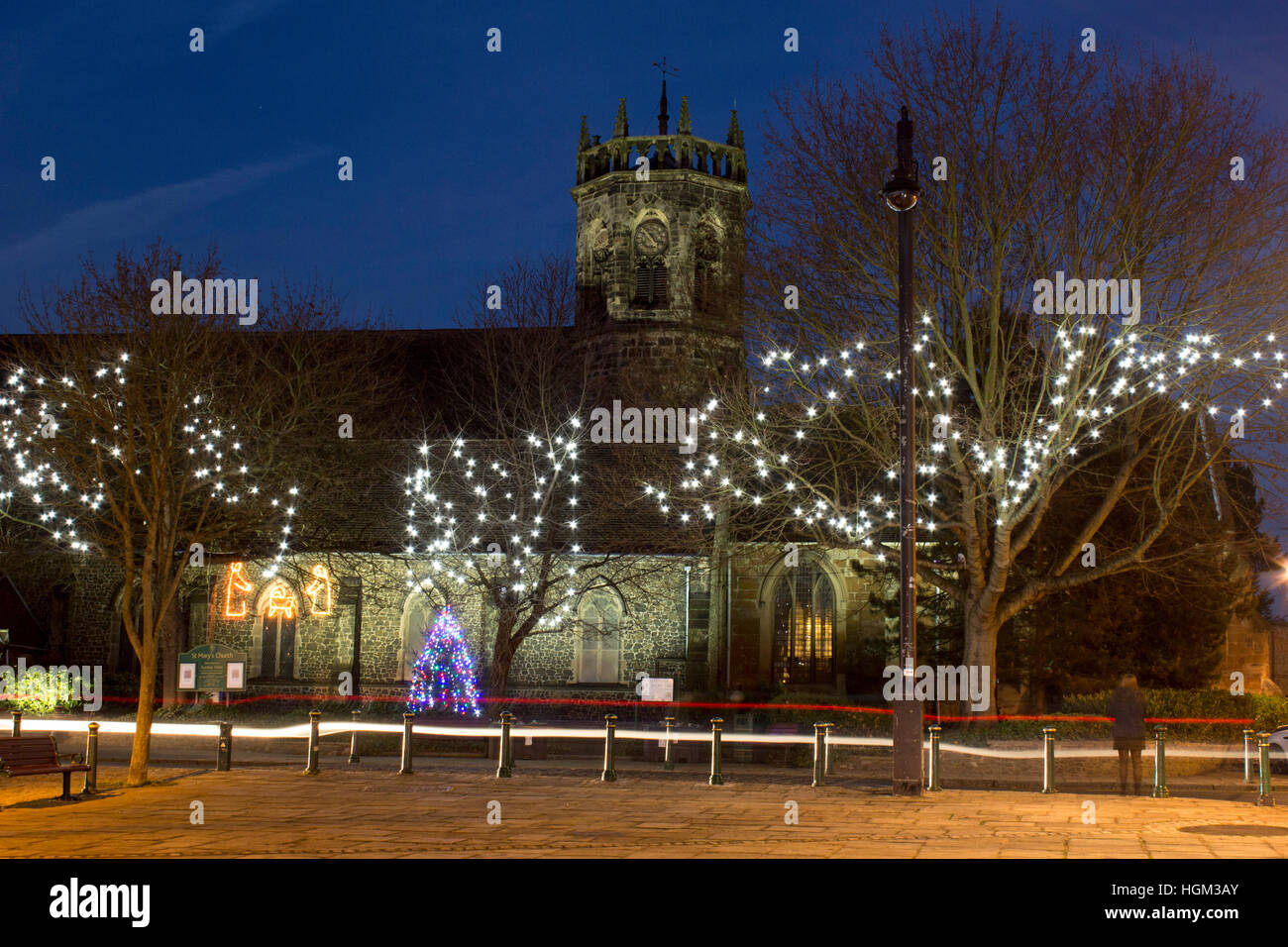 Christmas lights in Atherstone Town Centre. Picture shows St Mary's ...