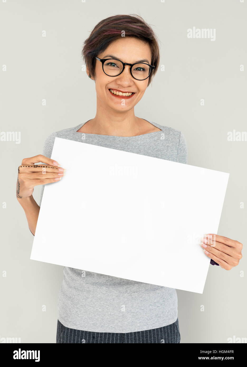 Woman Portrait Copy Space Studio Background Concept Stock Photo - Alamy