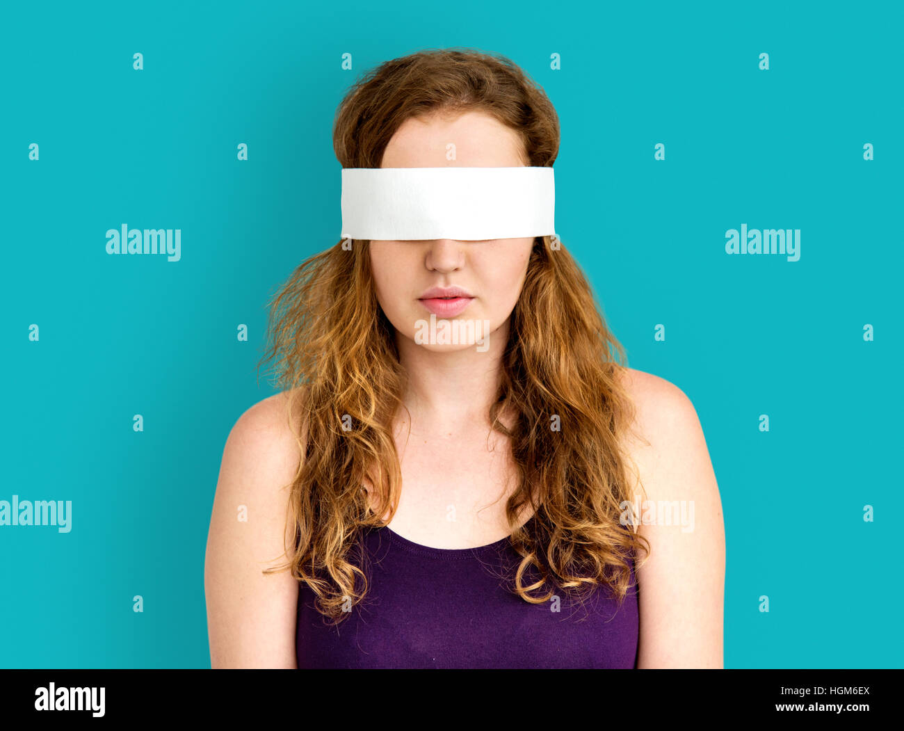 Woman Covering Eyes Blind Concept Stock Photo - Alamy