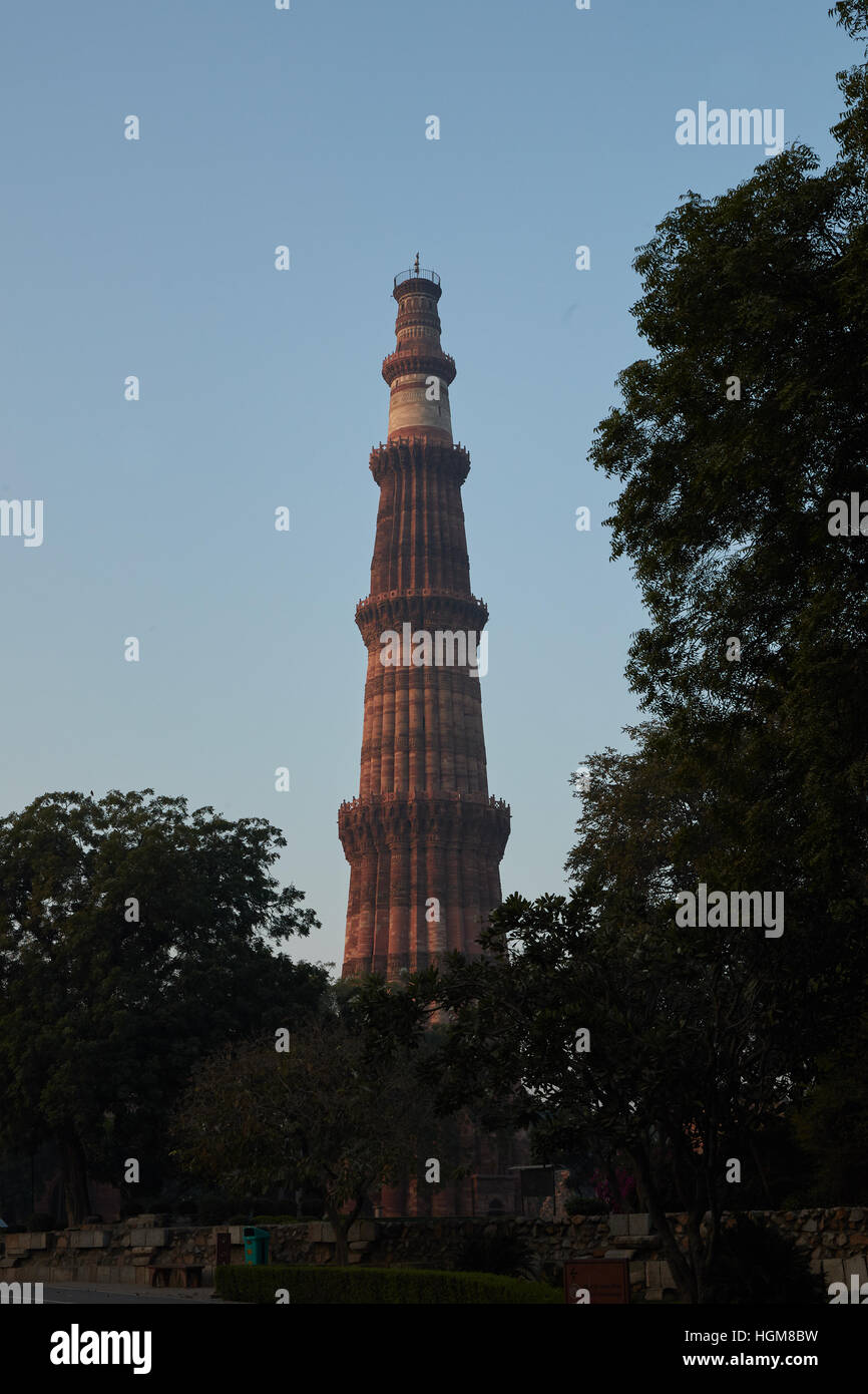 Detail of Qutub (Qutb) Minar, the tallest freestanding stone tower in the world, and the